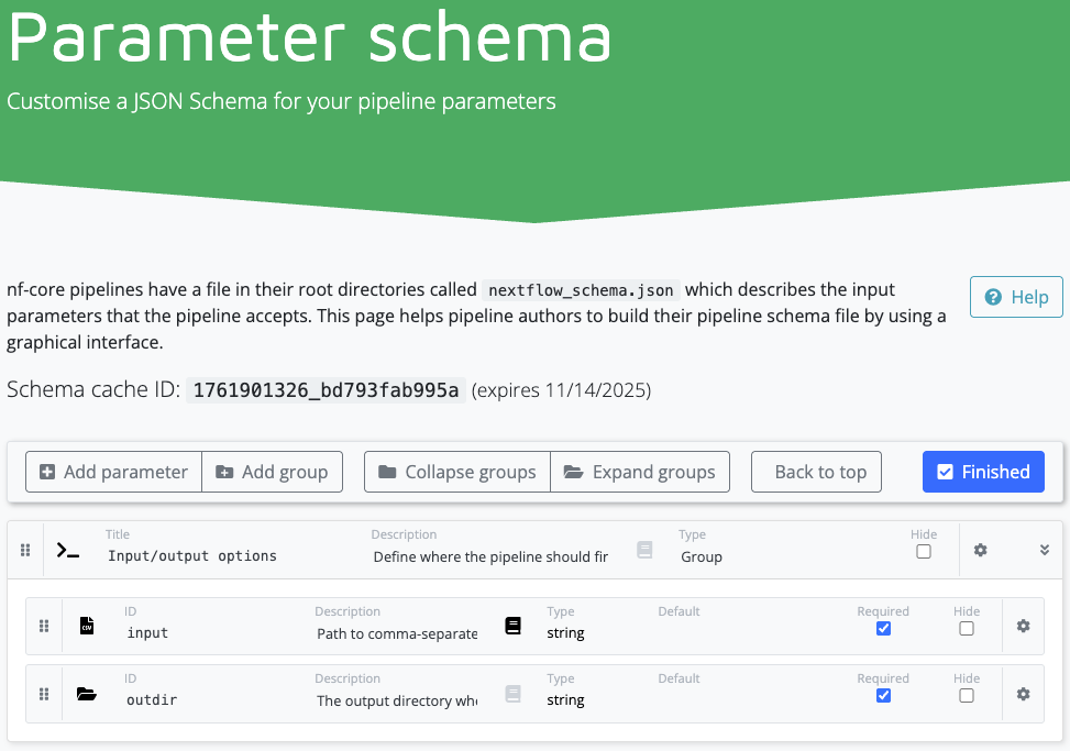 Schema builder इंटरफ़ेस